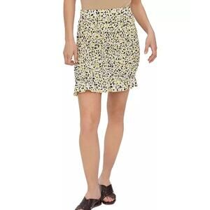 Vero Moda Yellow Floral Smocked Mini Skirt XS NWOT Coquette Butter Yellow Ditsy